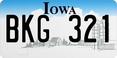 IA license plate BKG321