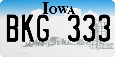 IA license plate BKG333