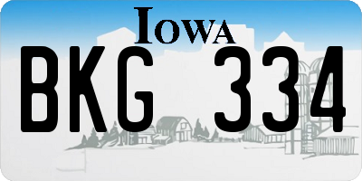 IA license plate BKG334