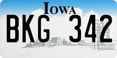 IA license plate BKG342