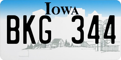 IA license plate BKG344