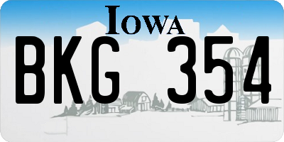 IA license plate BKG354