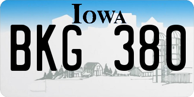 IA license plate BKG380