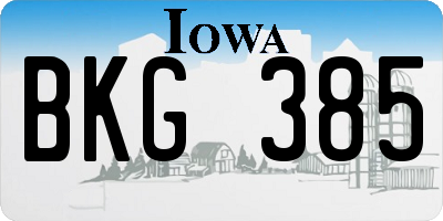 IA license plate BKG385