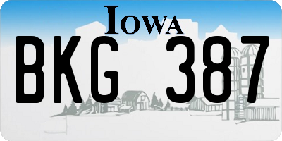 IA license plate BKG387