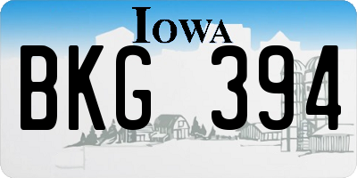 IA license plate BKG394