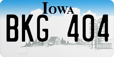 IA license plate BKG404