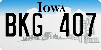 IA license plate BKG407