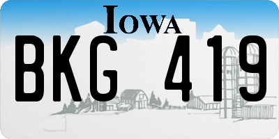 IA license plate BKG419