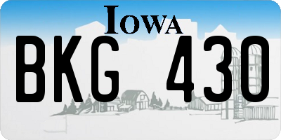 IA license plate BKG430