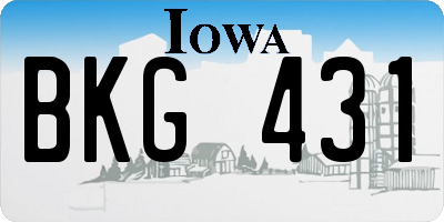 IA license plate BKG431