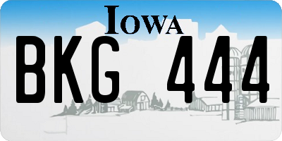 IA license plate BKG444
