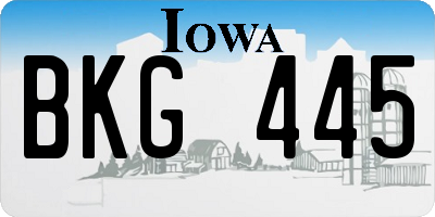IA license plate BKG445