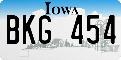 IA license plate BKG454