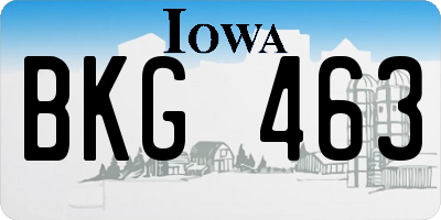 IA license plate BKG463