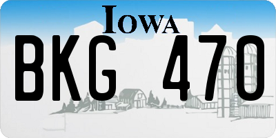 IA license plate BKG470