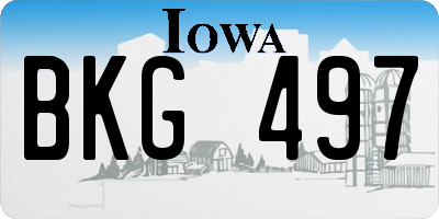 IA license plate BKG497