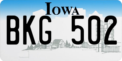 IA license plate BKG502