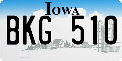 IA license plate BKG510