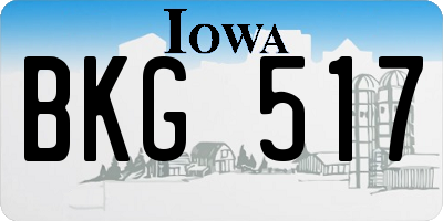 IA license plate BKG517