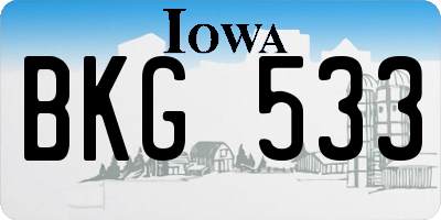 IA license plate BKG533