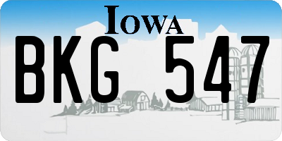 IA license plate BKG547