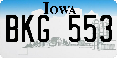 IA license plate BKG553