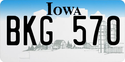 IA license plate BKG570