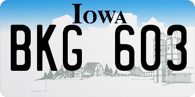 IA license plate BKG603