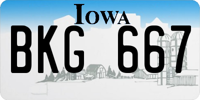 IA license plate BKG667