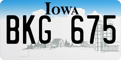 IA license plate BKG675