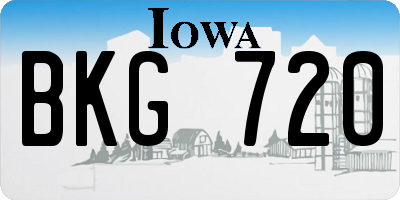 IA license plate BKG720