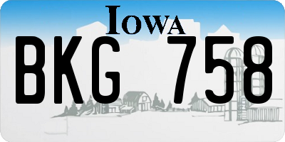 IA license plate BKG758
