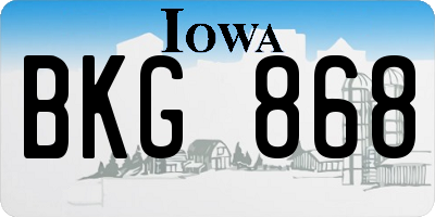 IA license plate BKG868