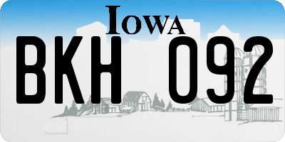 IA license plate BKH092