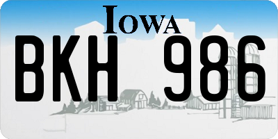 IA license plate BKH986