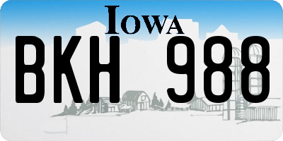 IA license plate BKH988