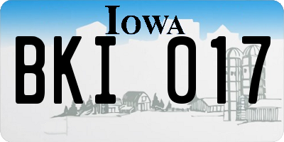 IA license plate BKI017