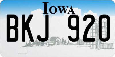 IA license plate BKJ920