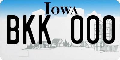 IA license plate BKK000
