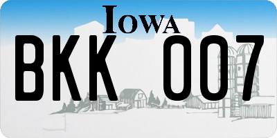 IA license plate BKK007