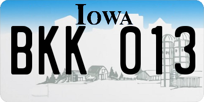 IA license plate BKK013