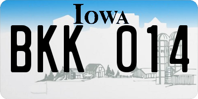 IA license plate BKK014