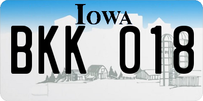 IA license plate BKK018