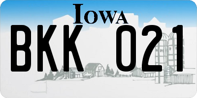 IA license plate BKK021