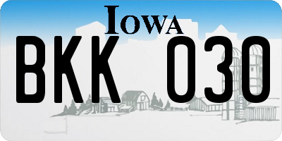 IA license plate BKK030