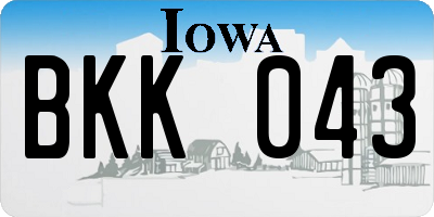 IA license plate BKK043