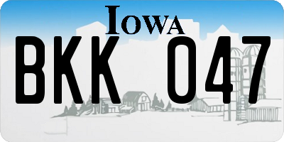 IA license plate BKK047