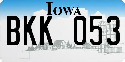 IA license plate BKK053