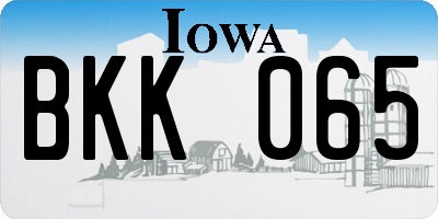 IA license plate BKK065
